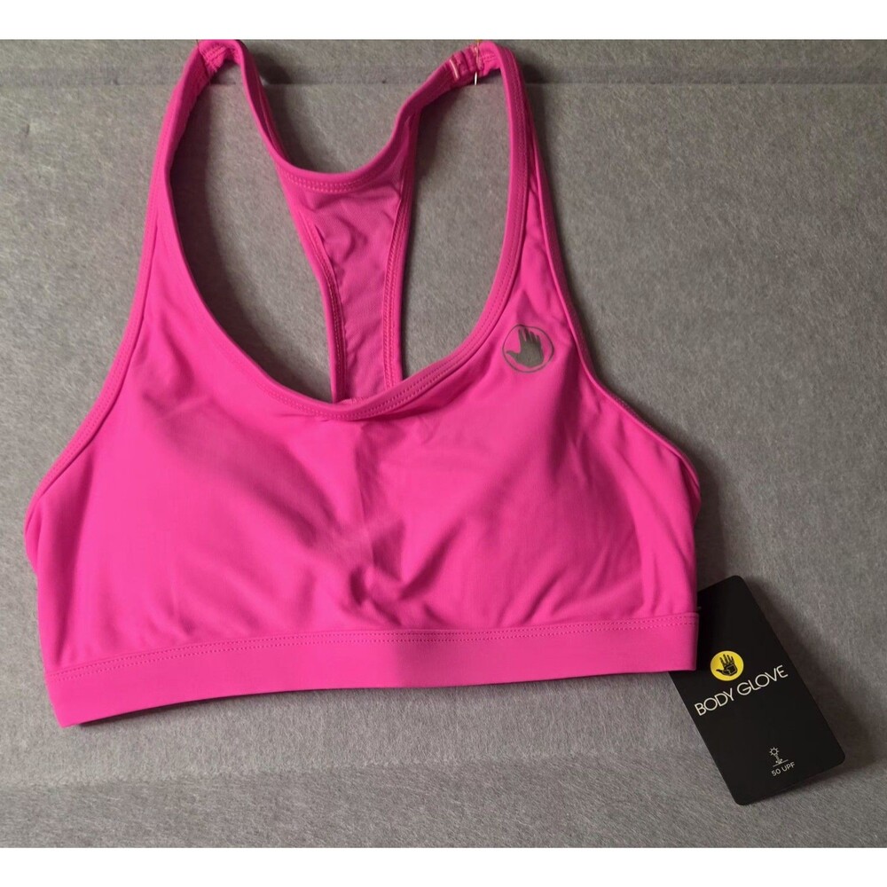 BODY GLOVE Smoothies Equalizer Sz M Bubble Gum Sports Bra Swim Top NWT